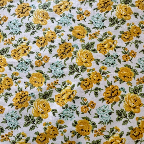 Vintage 1960s Waverly Glosheen "Marietta" Chintz Fabric BTY, Vintage Waverly Marietta Floral Fabric BTY, Vintage Yellow Floral Fabric BTY