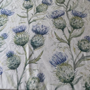 21st Century Voyage Maison Thistle Glen Fabric in the Winter Colorway, Voyage Maison Thistle Glen Winter, Linen Thistle Fabric