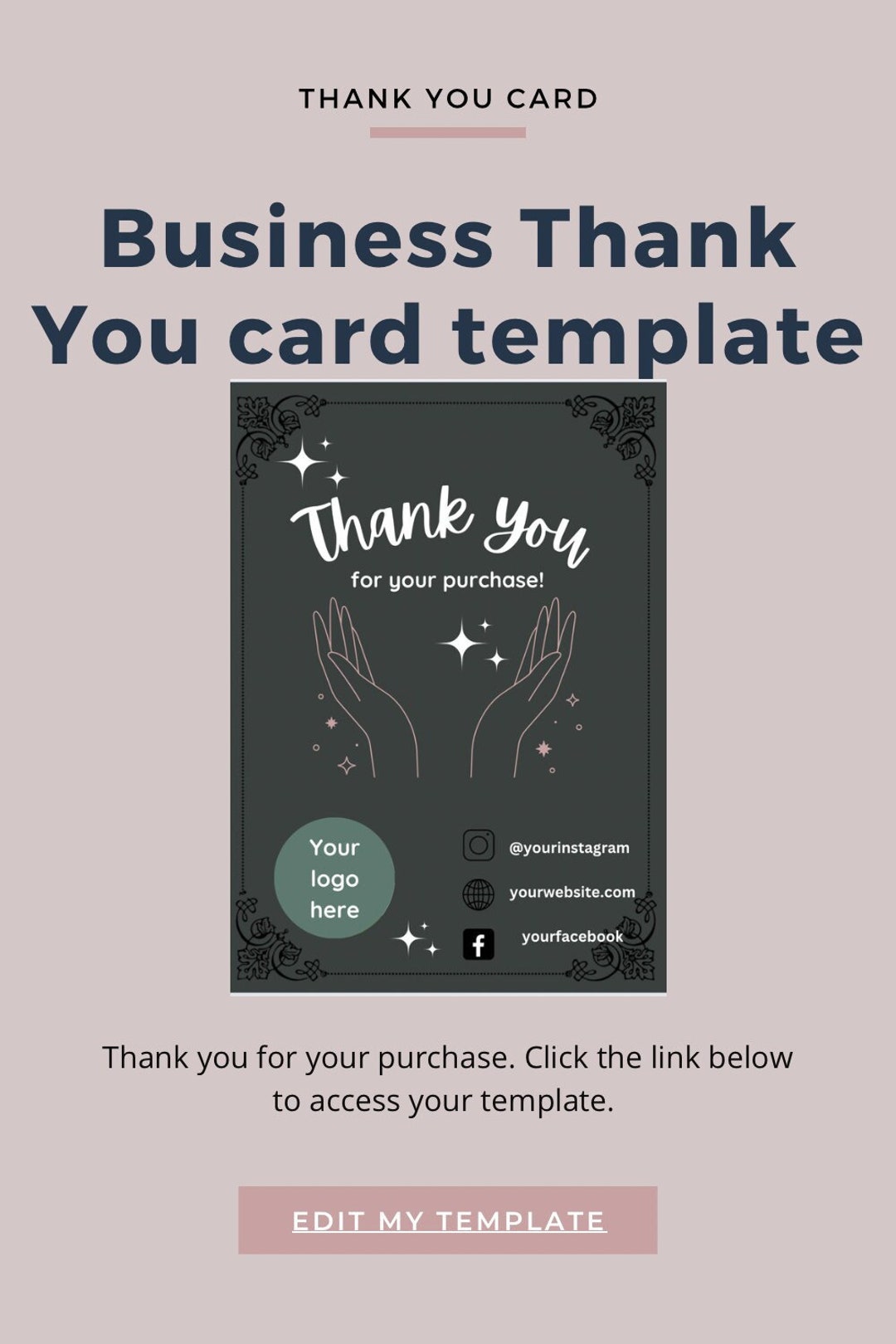 Business Thank You Card Template, Witchy Aesthetic, Editable Canva ...
