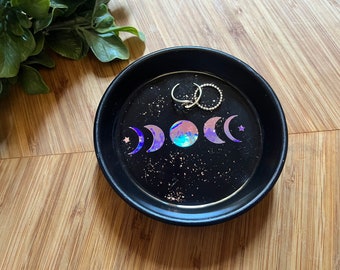 Moon phase tray, College dorm decor for girls, Celestial ring holder, Witchy gifts for best friend, Whimsigothic decor, Wiccan gift, Boho