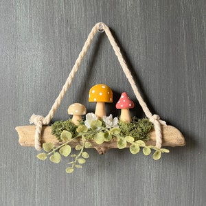 Mushroom wall hanging, Whimsical nursery decor, Nature home decor, Cottagecore decor, Best friend birthday gifts for her, Door hanging