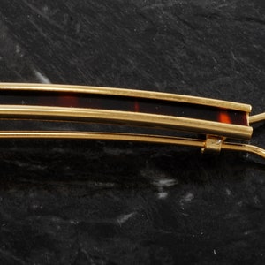 Vintage Hair Barrette Gold Tone Metal Tortoise Brown Inlay Wire Clasp Hair Accessory