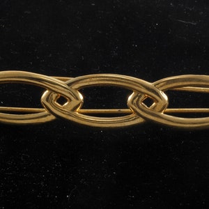 Vintage Hair Barrette Gold Tone Metal Linked Oval Style Hair Accessory 1/2&quot; x 3 1/4&quot;