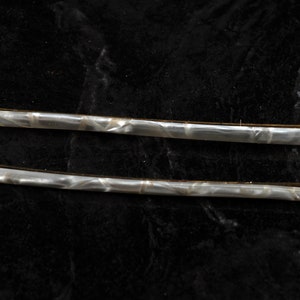 Vintage Hair Pins Bobby Pins Metal White Pearlized Top Pair Accessory 1/8&quot; x 2 3/4&quot;