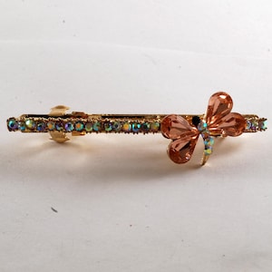 Vintage haarspeld strass Firefly goudkleurig haaraccessoire 3/4" x 1 3/4"