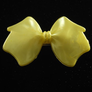 Vintage Hair Barrette Yellow Bow Plastic French Style Clasp Hair Accessory B