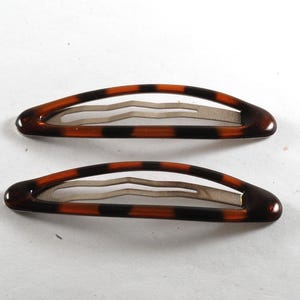 レトロヘアバレッタ スナップクリップ ペア ヒョウ柄 シルバートーン メタルバレッタ 3/4インチ x 2 1/2インチ