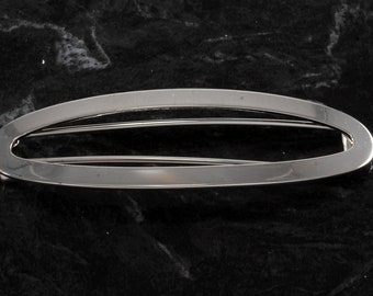 Vintage Hair Barrette Silver Tone Metal Oval Wire Clasp Hair Accessory 3/4&quot; x 2 3/4&quot;