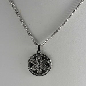 Vintage Medical Alert Necklace Silver Tone Metal Medical Condition Jewelry