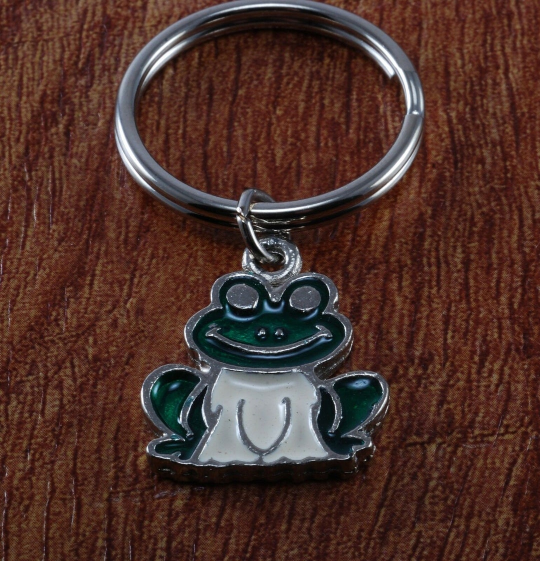 Frog Ribbit Key Vintage Skater Frog Ribbit Enamel Silver Tone Metal Key Chain Metal Key ...