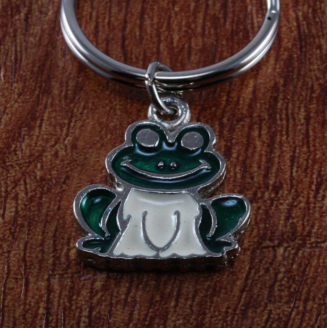 Frog Ribbit Key Vintage Skater Frog Ribbit Enamel Silver Tone Metal Key Chain Metal Key ...