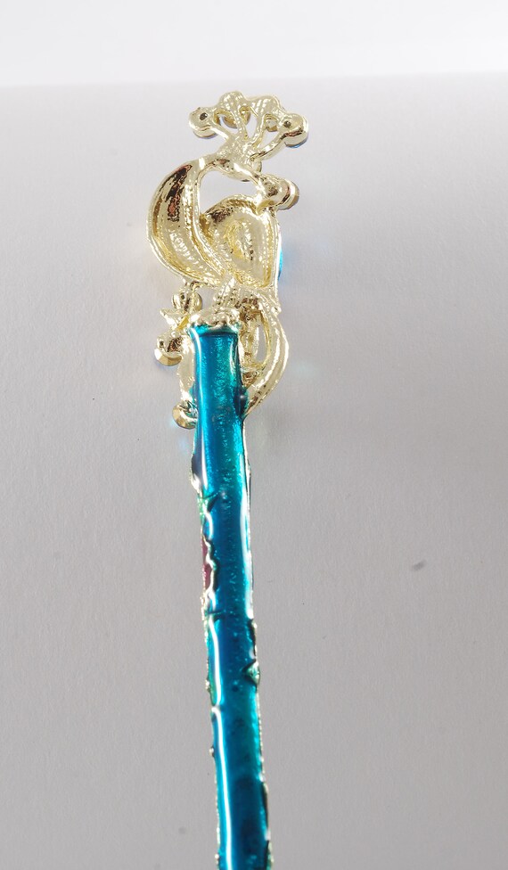 Peacock Hair Stick Hair Accessory Colorful Blue Cloisonne  display picture 1