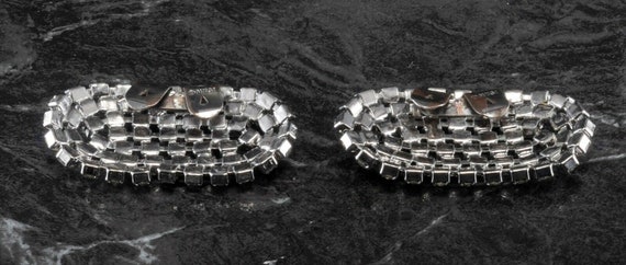 Vintage Shoe Clips Signed Musi Rhinestone Oval Sh… - image 4