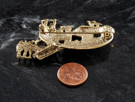 Vintage Noahs Ark Religious Pin Brooch Gold Tone … - image 4