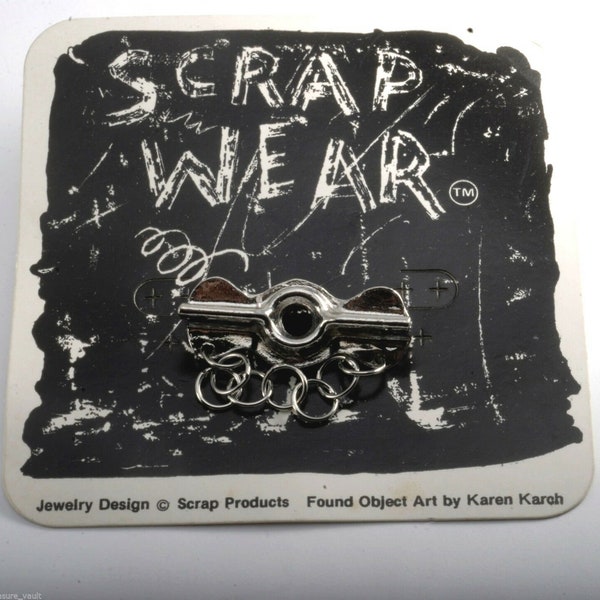 Scrap Wear Found Object ARt By Karen Karch Pin Brooch Jewelry Silver Tone Metal