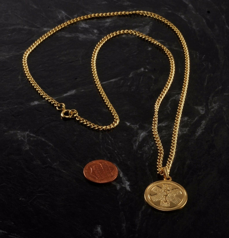 Vintage Medical Alert Necklace Gold Tone Metal Medical Condition Jewelry