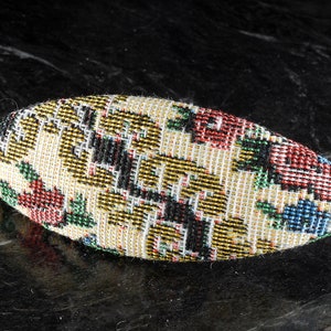 Vintage Hair Barrette Flower Embroidered Top Hair Accessory Taiwan Georgio Di Milano Brand