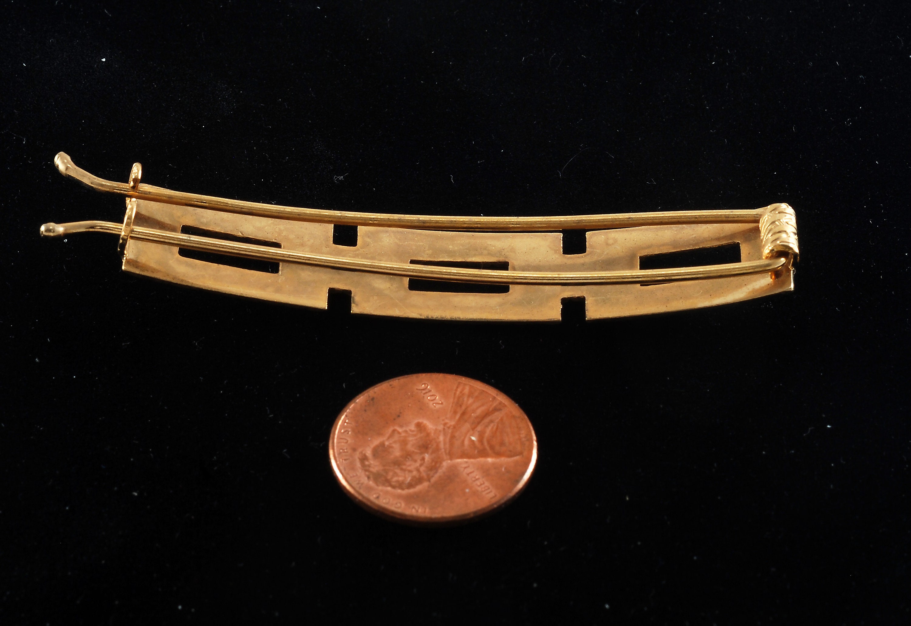 Barrette à Cheveux Vintage Métal Doré Signée - Rare - Occasion
