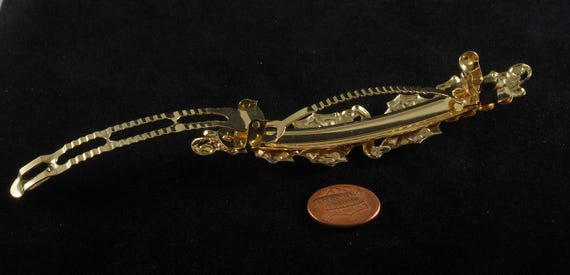 Vintage Hair Barrette Gold Tone Metal Decorative Berry  display picture 2