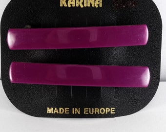 Vintage Karina Hair Barrette 1970's Made In France Purple Barrette Plastic Metal Accessory