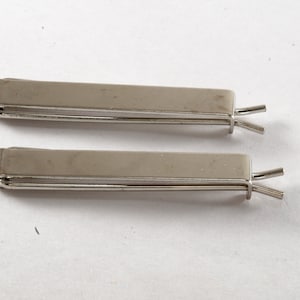 Vintage Hair Barrette Pair Silver Tone Metal Plain Design Hair Accessory  1 5/8" x 1/4"