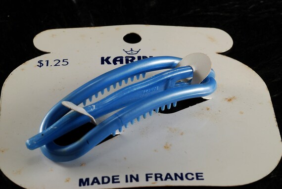 Vintage Karina Hair Slide Barrette Blue Plastic F… - image 3