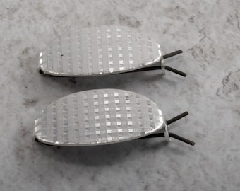 ヴィンテージバレッタペアシルバートーンメタルオーバルワッフル