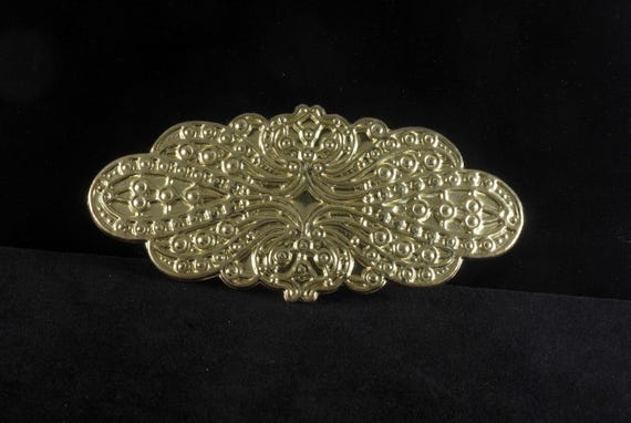 Vintage Hair Barrette Gold Tone Metal Decorative Hair  display picture 2