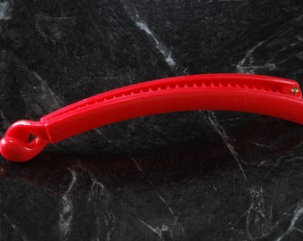 Vintage 90's Banana Clip Twist Clasp Red Hard Plastic 4 1/2" Accesorio para el cabello