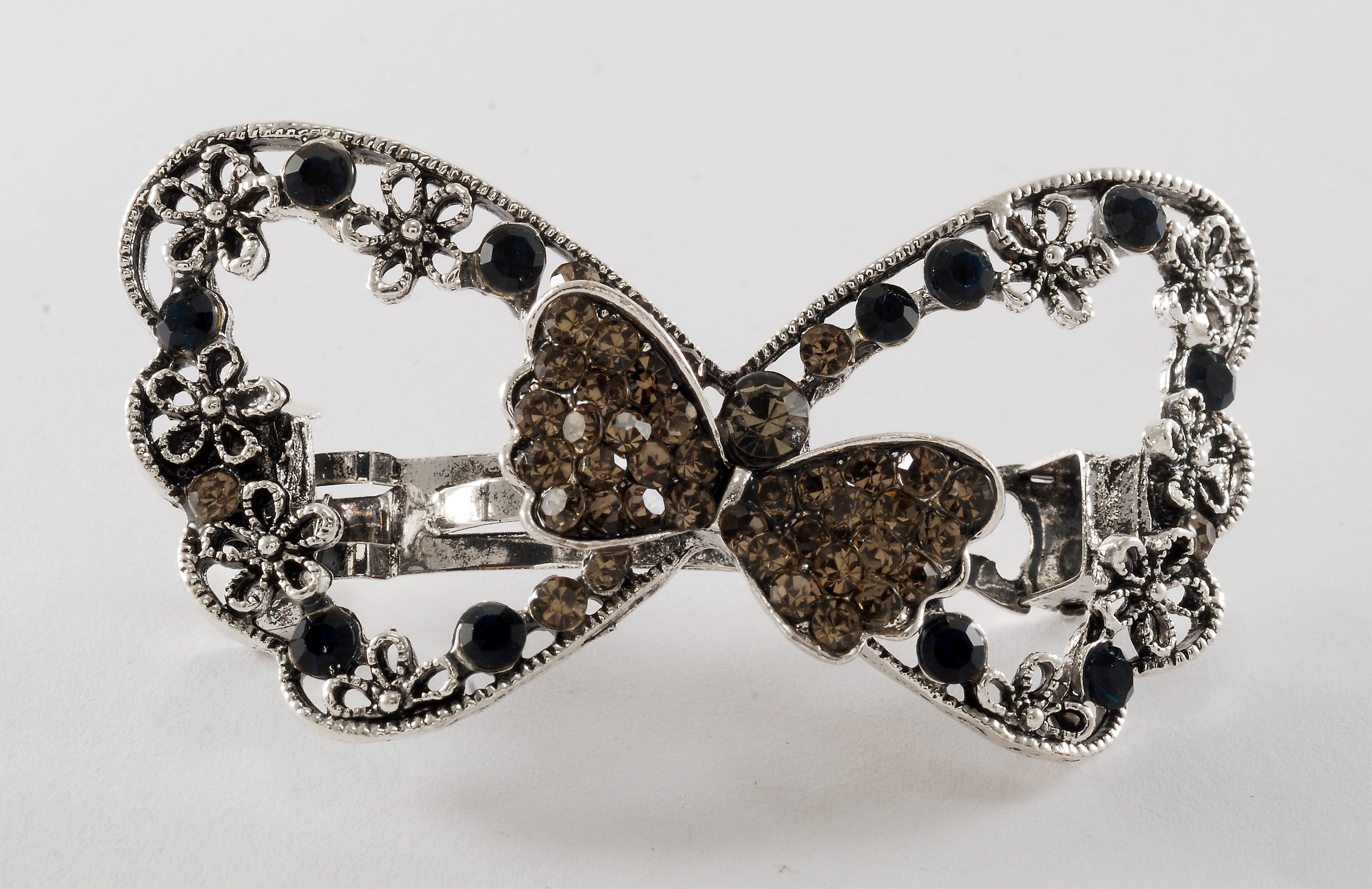 Vintage Hair Barrette Butterfly Bow Blue and Smokey  display picture 2