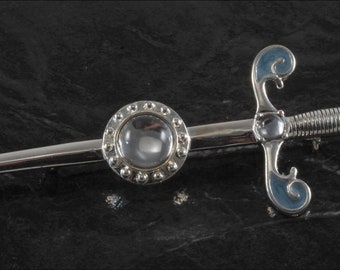Vintage Schwert Pin Silber Ton Metall Emaille Brosche Mode Accessoire