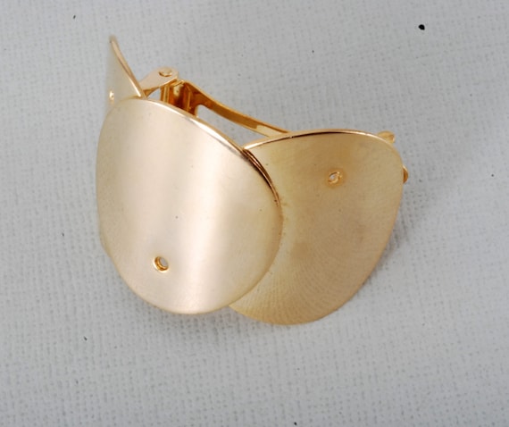 Vintage Hair Barrette Gold Plated Metal Made in France Pony  display picture 1