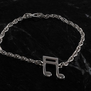 Vintage Bracelet Musical Note Silver Tone Metal Chain Jewelry Signed Spiedel