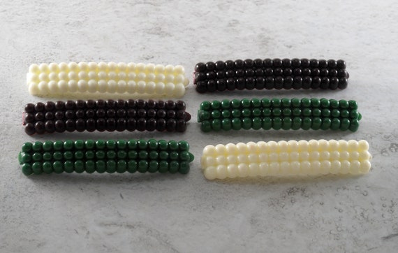 Vintage Hair Barrette Lot 6 Green, Black, White Plastic Snap  display picture 1