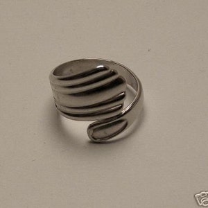 Vintage Silver Metal Adjustable Spoon Handle Ring Jewelry
