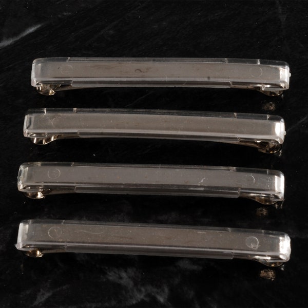 Vintage Hair Barrette Lot of 4 Clear Plastic Silver Metal Hair CLip Accessory 2"