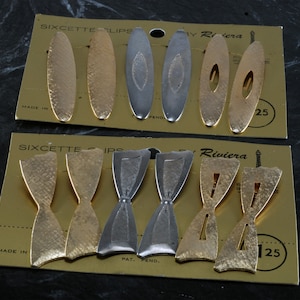 Vintage Riviera Hair Clip Sixcette NOS NOC Hecho en EE.UU. 2 Tarjeta Arco Accesorio Oval