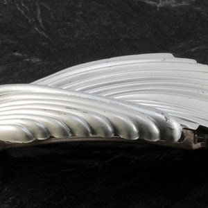 Vintage Hair Barrette Silver Tone Plastic Made in France Hair Accessory Feather