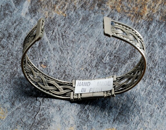 Cuff Style Bracelet Alpaca Silver Blue Stone Jewe… - image 3