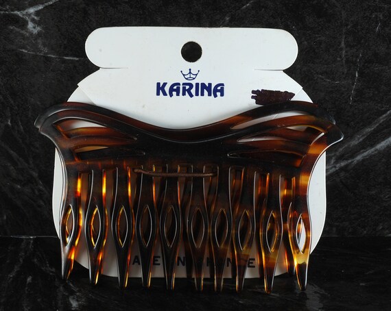 Vintage Karina Hair Comb Pair Tortoise Brown Plas… - image 1
