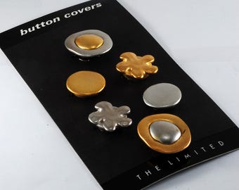 Vintage The Limited Button New On Card Set of 5 Metal Button Covers 1990's