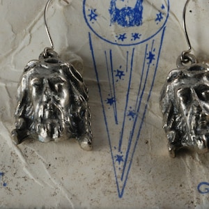 Vintage Earrings Silver 14 kt. Gold Filled Wires Jesus Christ Religious Earrings