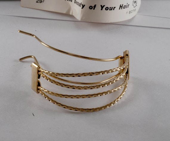 Vintage Pony Tail Hair Barrette Gold Tone Metal P… - image 5