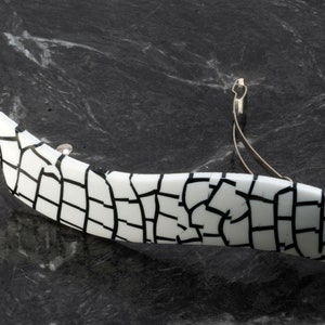 Vintage Hair Barrette Made in France Black and White Cracked Design