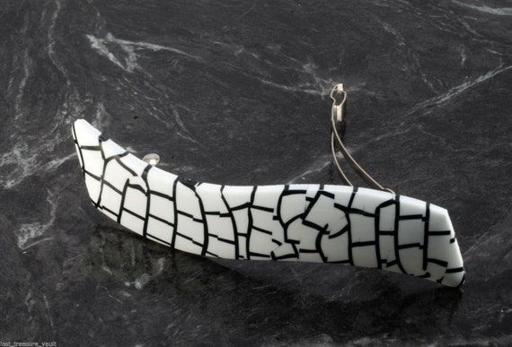 Vintage Black and Gray Stone Hair Barrette - Designer Style Made In France il_fullxfull.661596075_lv6z.jpg main image 2