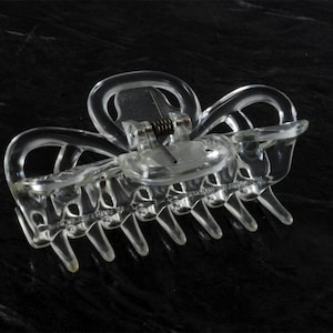 Vintage Hair Claw Jaw Clip Clear Plastic Signed Made in France 1 1/2&quot; x 2 1/2&quot;