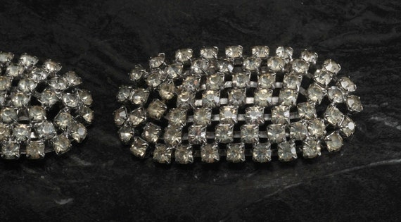 Vintage Shoe Clips Signed Musi Rhinestone Oval Sh… - image 3