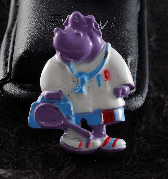 Vintage Sweet Pickles Pin Healthy Hippo Purple Me… - image 1