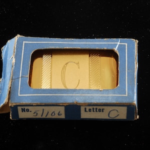 Vintage Belt Buckle King of New York Monogram Letter &quot;C&quot; Gold Tone Metal 1 1/8&quot; x 1 3/4&quot; Fashion Accessory