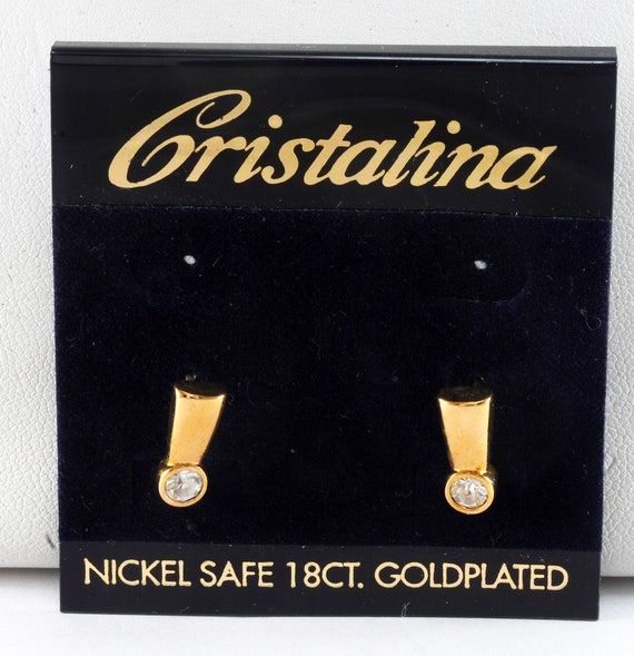 Vintage Earring Pair Cristalina Gold Tone Rhinesto